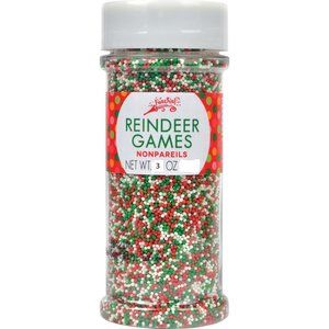 Reindeer Games Sugar Pearls Topper Cupcake/Cookie Decorations 3 oz jar Christmas